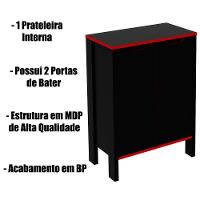 Armário Gamer Para Escritório Multiuso Baixo 2 Portas Preto/vermelho - 3