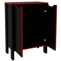 Armário Gamer Para Escritório Multiuso Baixo 2 Portas Preto/vermelho - 6