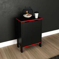 Armário Gamer Para Escritório Multiuso Baixo 2 Portas Preto/vermelho - 9