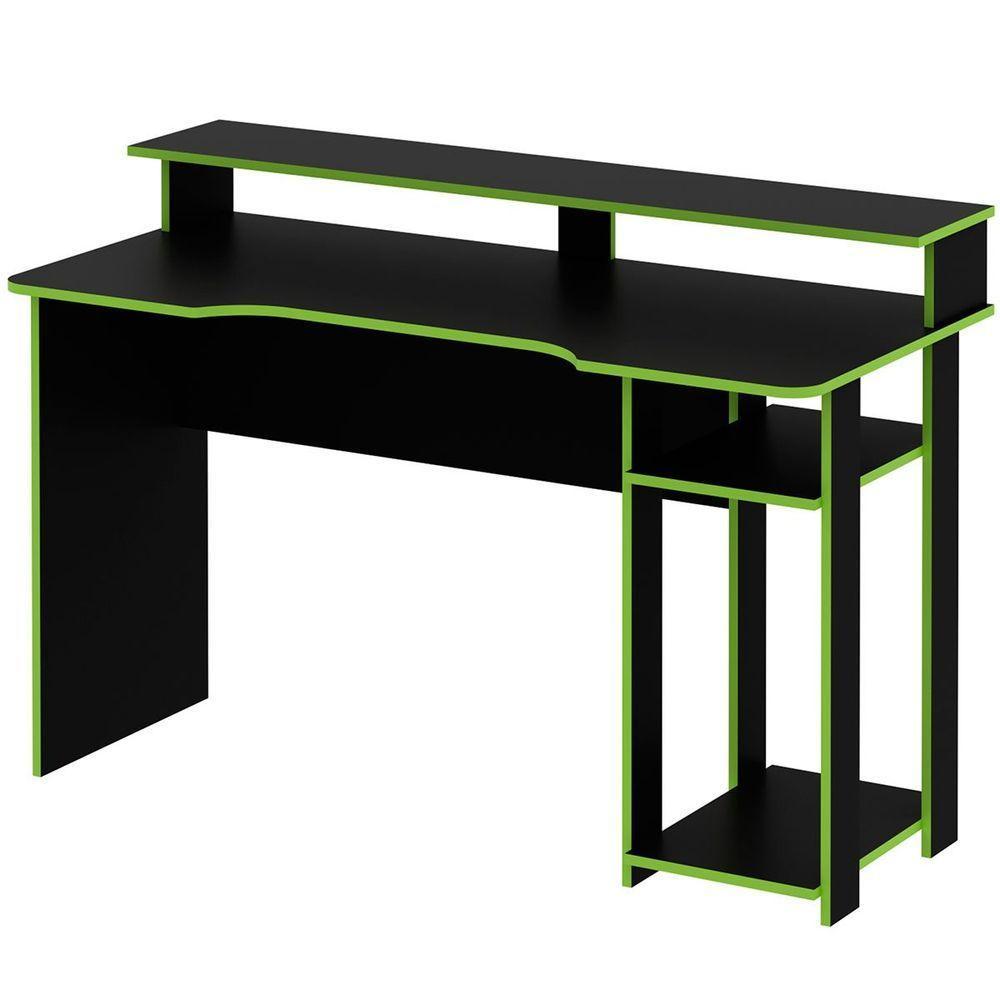 Mesa Para Computador Gamer Espaço Para 2 Monitores E Cpu Preto/verde - 9