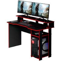Mesa Para Computador Gamer Espaço Para 2 Monitores E Cpu Preto/vermelho - 1