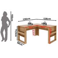 Mesa De Canto Para Escritório Em L Angular Detalhe Ripado Amêndoa