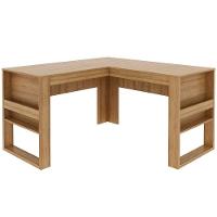 Mesa De Canto Para Escritório Em L Angular Detalhe Ripado Amêndoa - 6