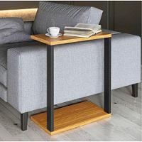 Mesa Lateral Duo Aço Ferro Metal Robusta Cor Preto Mdf Claro Estilo Industrial Ml-01 - 2