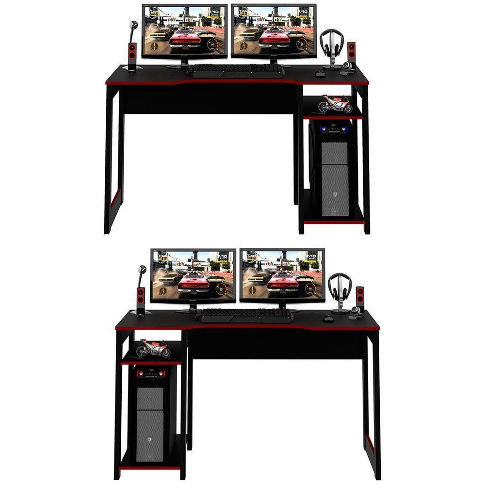 Mesa Para Computador Gamer Espaço Para 2 Monitores E Cpu Preto/vermelho - 4