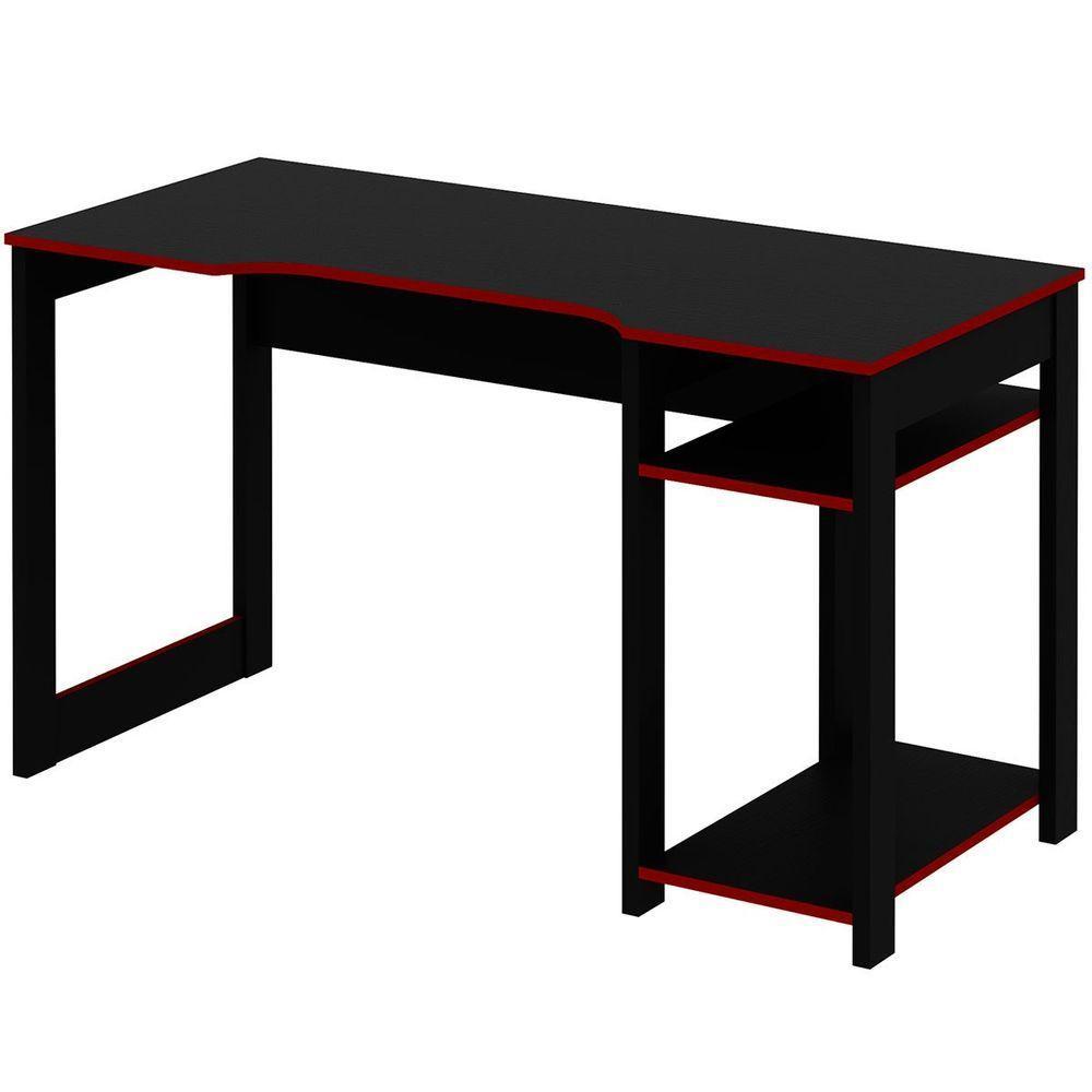 Mesa Para Computador Gamer Espaço Para 2 Monitores E Cpu Preto/vermelho - 8