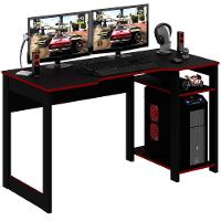 Mesa Para Computador Gamer Espaço Para 2 Monitores E Cpu Preto/vermelho - 7