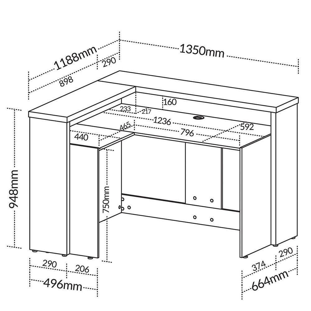 Balcão Para Escritório Para Atendimento/recepção Freijó/branco - 3