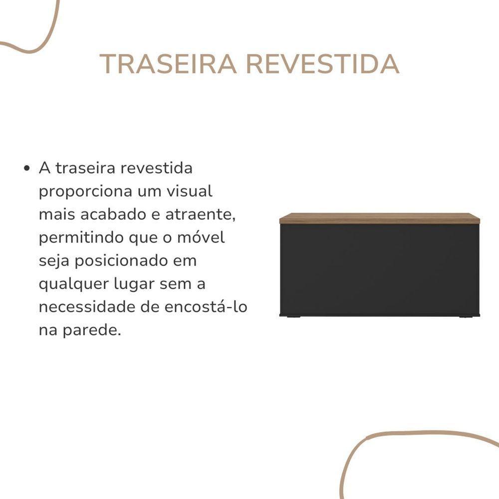 Balcão Para Escritório 4 Portas Com Chave 2 Prateleiras Nogal/preto - 7