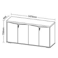 Balcão Para Escritório 4 Portas Com Chave 2 Prateleiras Nogal/preto - 2