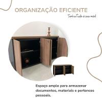 Balcão Para Escritório 4 Portas Com Chave 2 Prateleiras Nogal/preto - 6