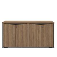 Balcão Para Escritório 4 Portas Com Chave 2 Prateleiras Nogal/preto - 9