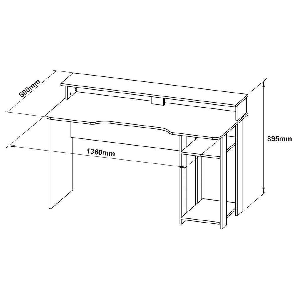 Mesa Para Computador Gamer Espaço Para 2 Monitores E Cpu Preto/azul - 3