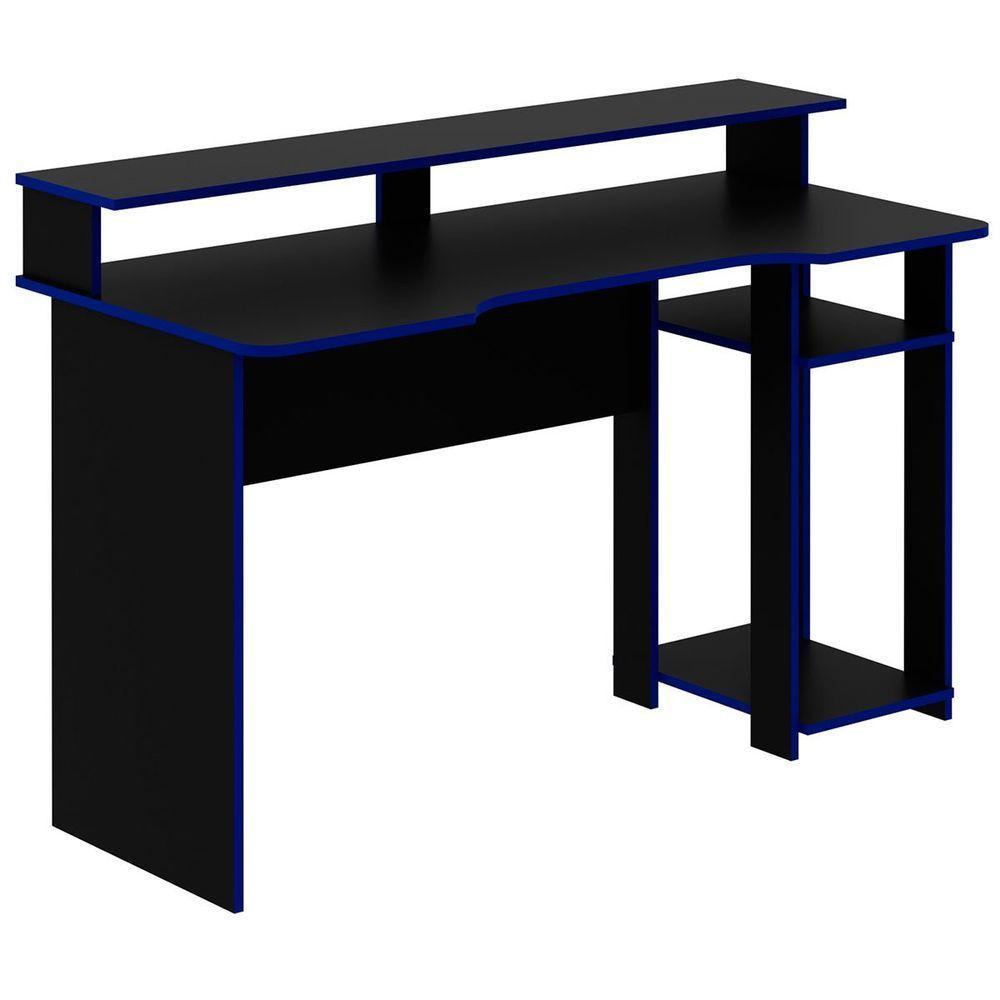 Mesa Para Computador Gamer Espaço Para 2 Monitores E Cpu Preto/azul - 10