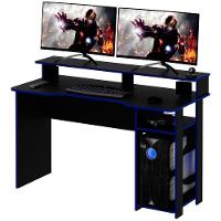 Mesa Para Computador Gamer Espaço Para 2 Monitores E Cpu Preto/azul - 1