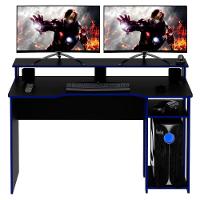 Mesa Para Computador Gamer Espaço Para 2 Monitores E Cpu Preto/azul - 7