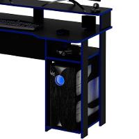 Mesa Para Computador Gamer Espaço Para 2 Monitores E Cpu Preto/azul - 8