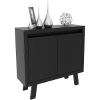 Balcão Armário Para Escritório Com 2 Portas E 1 Prateleira Preto - 1