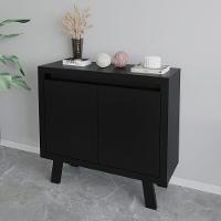 Balcão Armário Para Escritório Com 2 Portas E 1 Prateleira Preto - 7