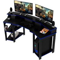 Mesa Para Computador Gamer Espaço Para 2 Monitores E Cpu Preto/azul - 1