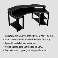 Mesa Para Computador Gamer Espaço Para 2 Monitores E Cpu Preto/azul