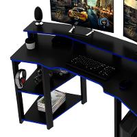 Mesa Para Computador Gamer Espaço Para 2 Monitores E Cpu Preto/azul - 7