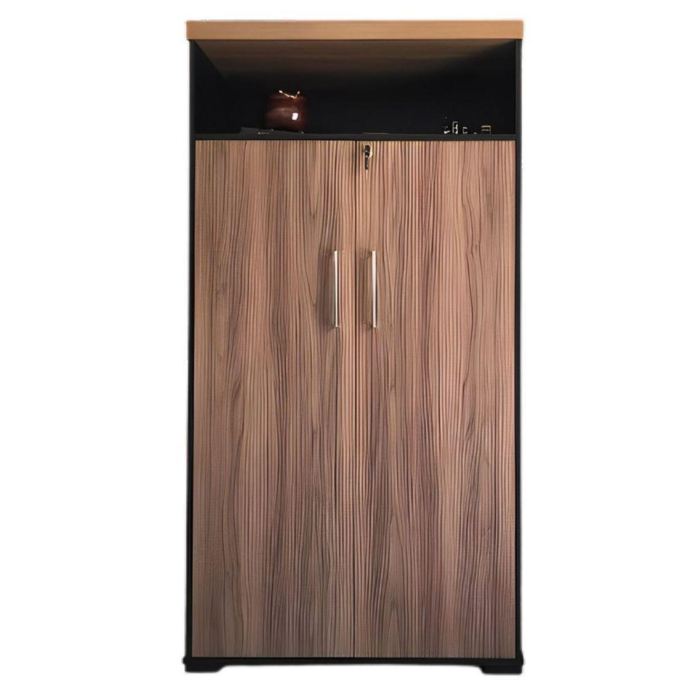 Armário Para Escritório 2 Portas Com Chave E Nicho Nogal/preto - 1