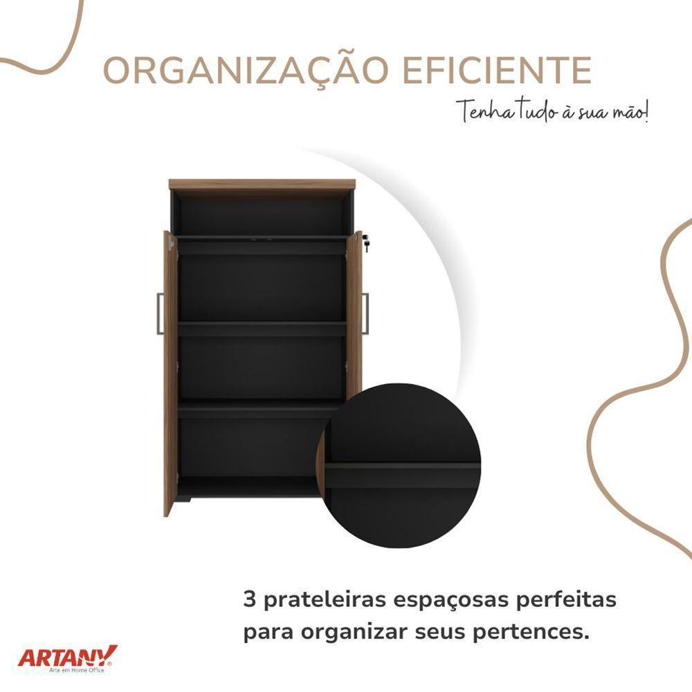 Armário Para Escritório 2 Portas Com Chave E Nicho Nogal/preto - 5