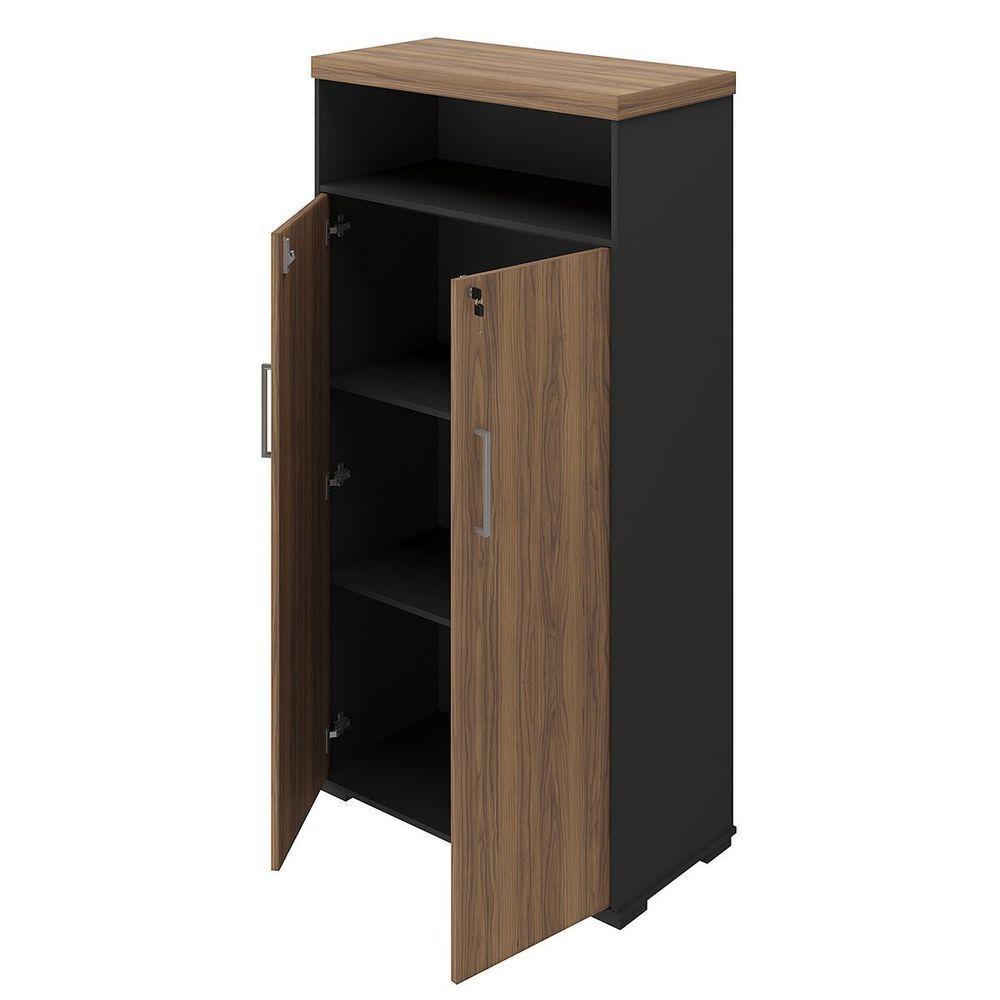 Armário Para Escritório 2 Portas Com Chave E Nicho Nogal/preto - 6