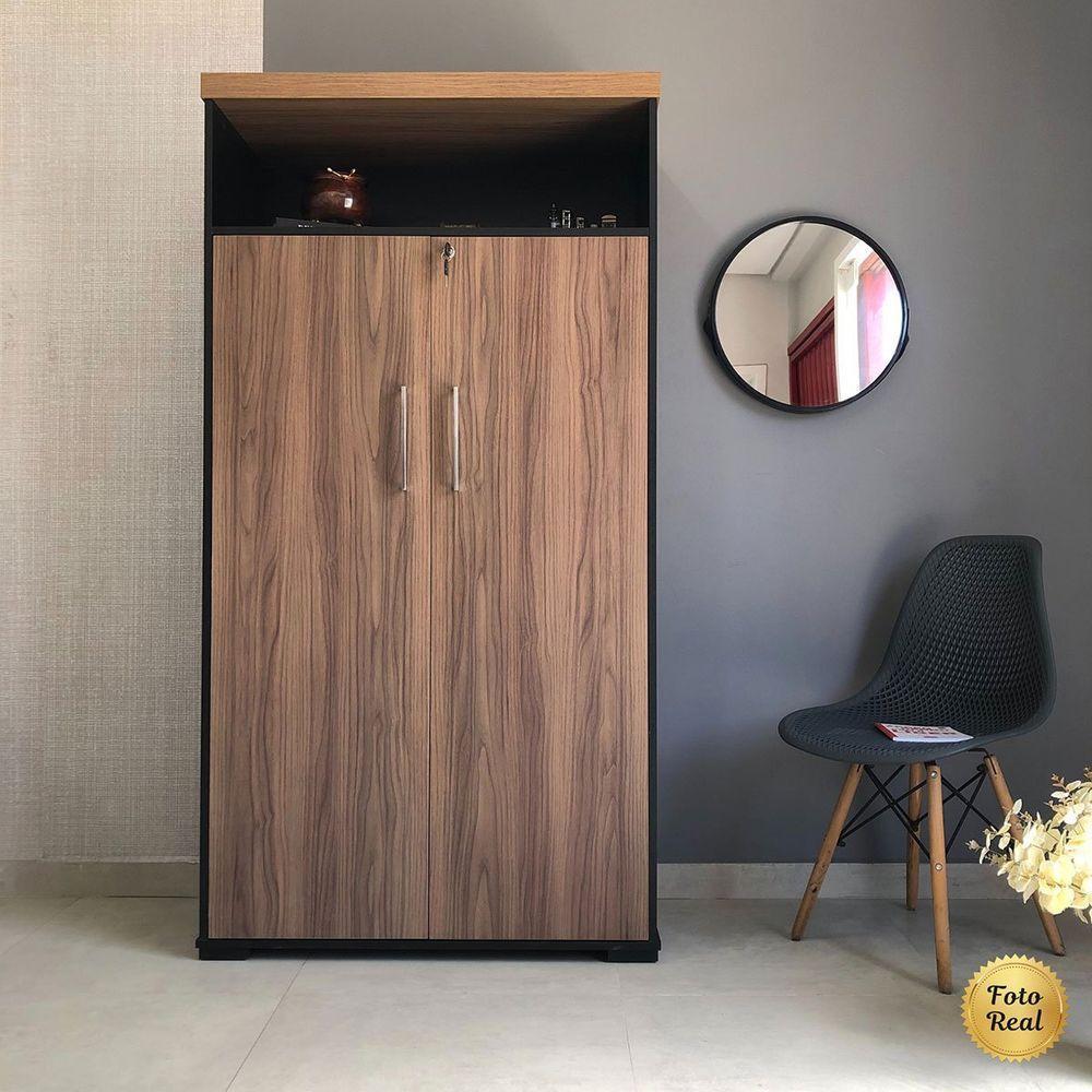 Armário Para Escritório 2 Portas Com Chave E Nicho Nogal/preto - 8
