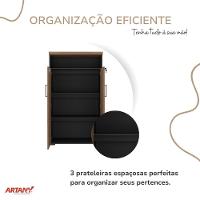 Armário Para Escritório 2 Portas Com Chave E Nicho Nogal/preto - 5