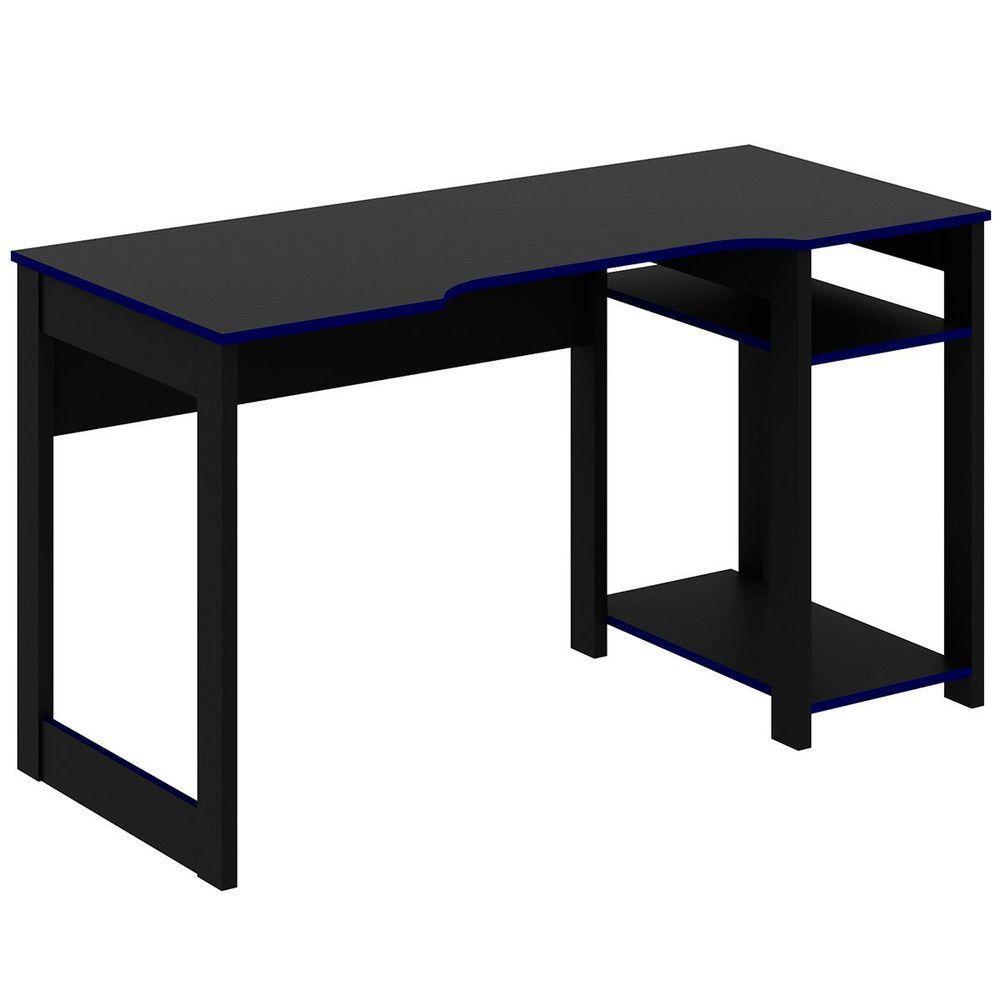 Mesa Para Computador Gamer Espaço Para 2 Monitores E Cpu Preto/azul - 10