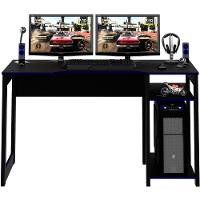 Mesa Para Computador Gamer Espaço Para 2 Monitores E Cpu Preto/azul - 6