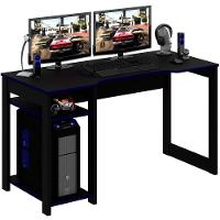 Mesa Para Computador Gamer Espaço Para 2 Monitores E Cpu Preto/azul - 8