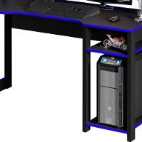 Mesa Para Computador Gamer Espaço Para 2 Monitores E Cpu Preto/azul - 9