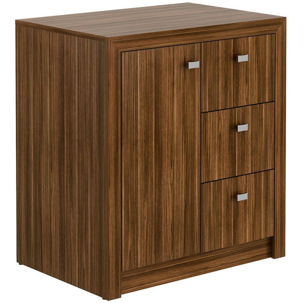 Balcão Armário Para Escritório Com 1 Porta E 3 Gavetas Nogal - 1