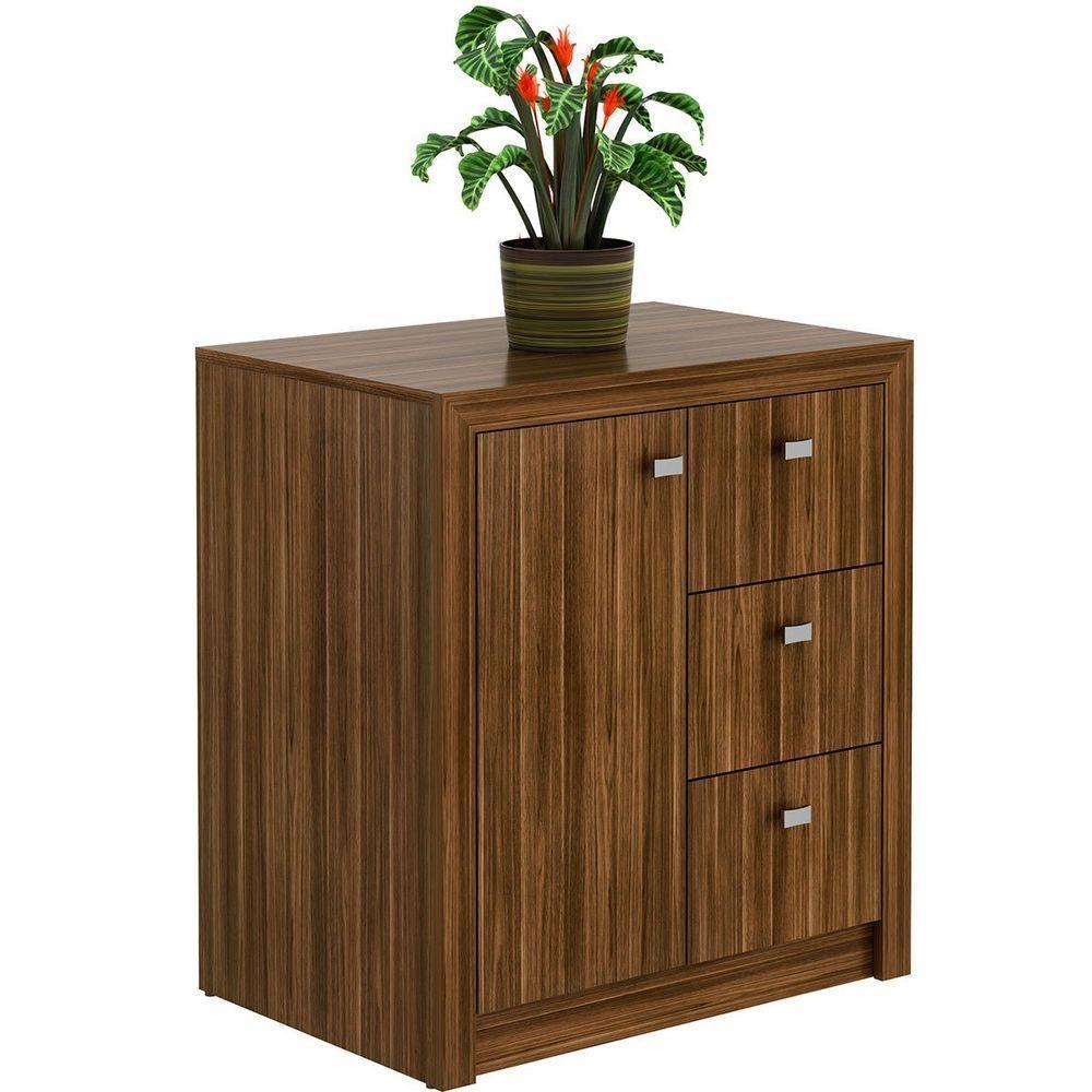 Balcão Armário Para Escritório Com 1 Porta E 3 Gavetas Nogal - 7