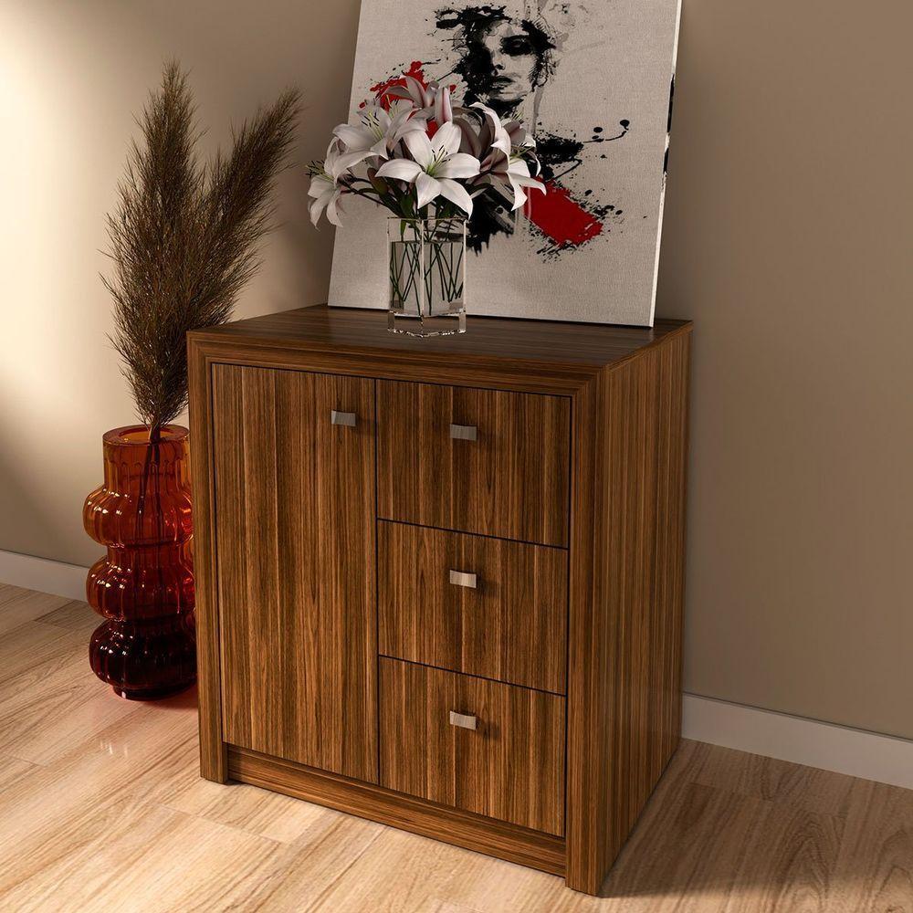 Balcão Armário Para Escritório Com 1 Porta E 3 Gavetas Nogal - 8