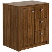 Balcão Armário Para Escritório Com 1 Porta E 3 Gavetas Nogal - 1