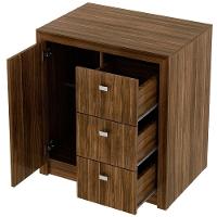 Balcão Armário Para Escritório Com 1 Porta E 3 Gavetas Nogal - 2