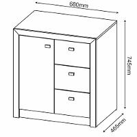 Balcão Armário Para Escritório Com 1 Porta E 3 Gavetas Nogal - 3