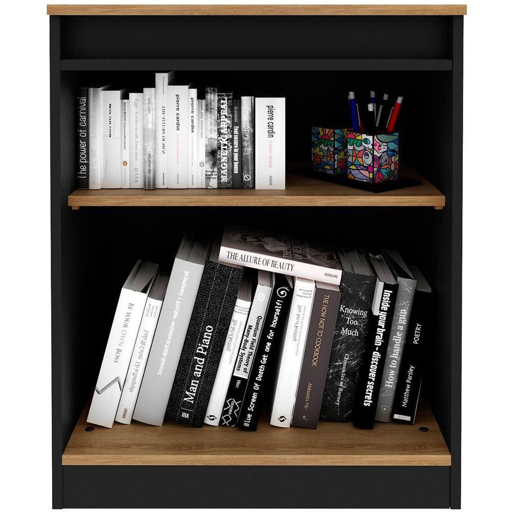 Balcão Para Escritório 2 Portas Com Chave Pequeno Amêndoa/preto - 2