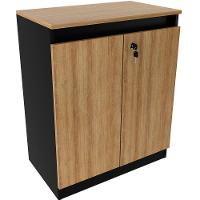 Balcão Para Escritório 2 Portas Com Chave Pequeno Amêndoa/preto - 1