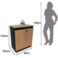 Balcão Para Escritório 2 Portas Com Chave Pequeno Amêndoa/preto - 3