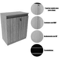 Balcão Para Escritório 2 Portas Com Chave Pequeno Amêndoa/preto