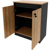 Balcão Para Escritório 2 Portas Com Chave Pequeno Amêndoa/preto - 7