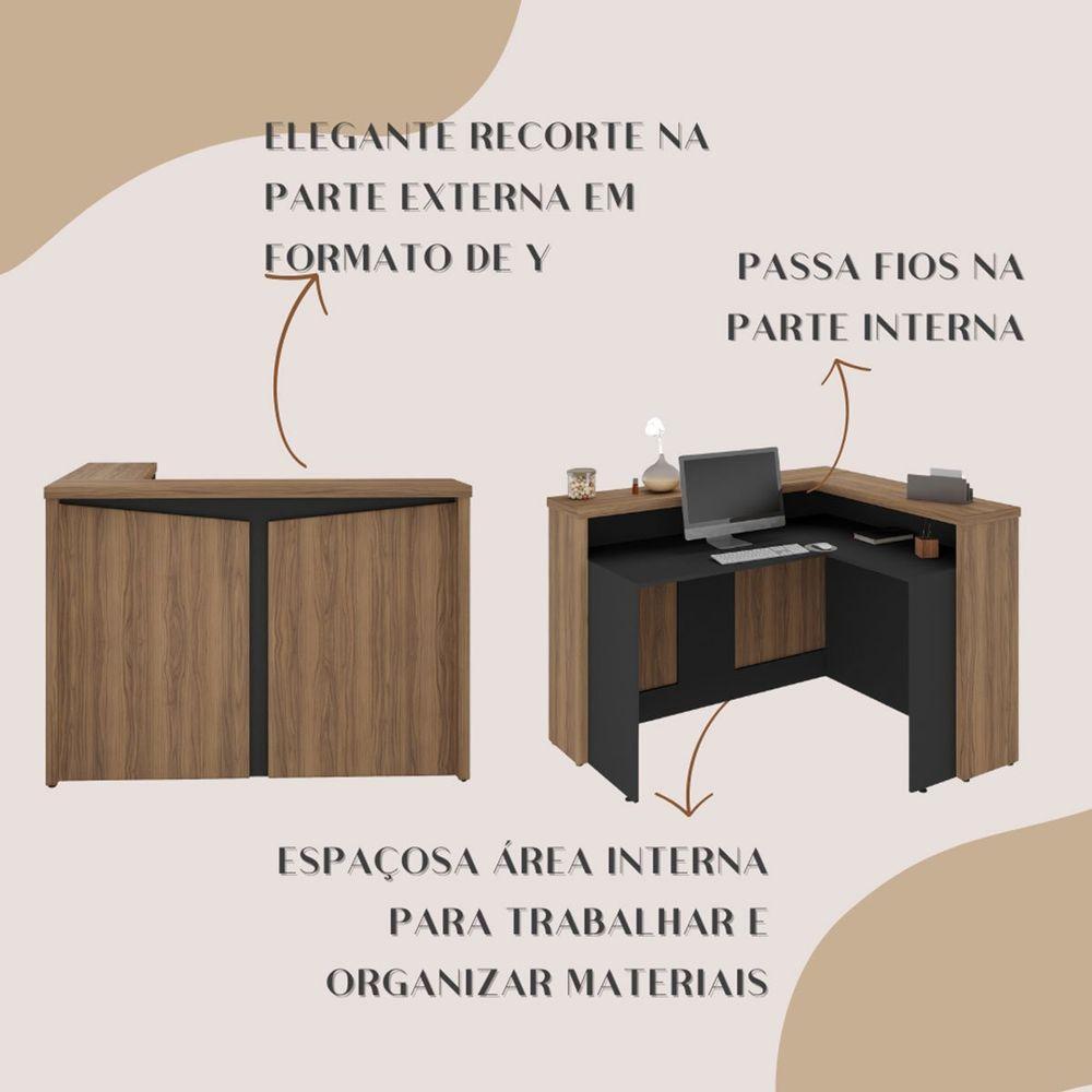 Balcão Para Escritório Para Atendimento/recepção Nogal/preto - 5