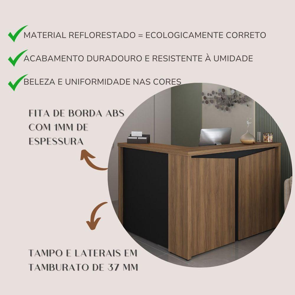 Balcão Para Escritório Para Atendimento/recepção Nogal/preto - 7