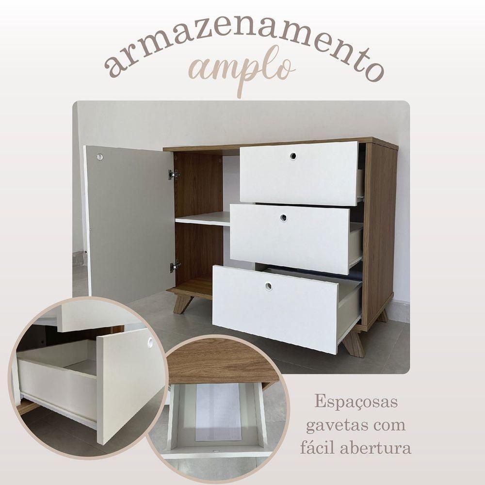 Balcão Para Escritório 3 Gavetas 1 Porta Luciano Olmo/branco - 5