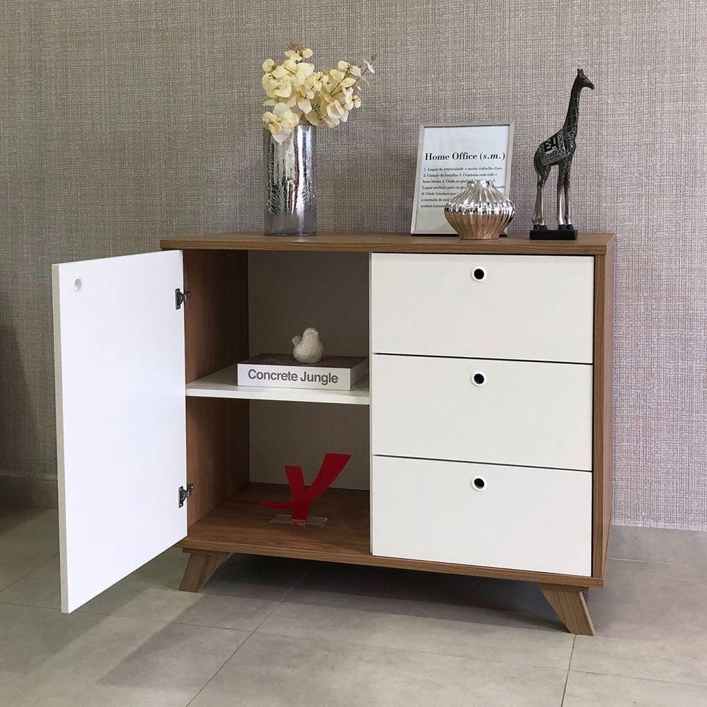 Balcão Para Escritório 3 Gavetas 1 Porta Luciano Olmo/branco - 10